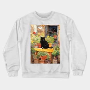 Cat in the garden watecolor Crewneck Sweatshirt